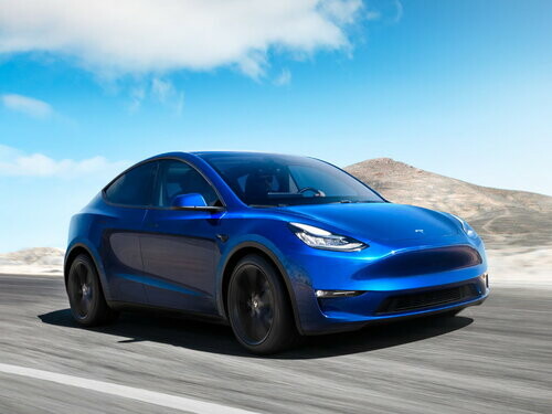 Коврики текстильные "Классик" для Tesla Model Y I (suv) 2019 - Н.В., темно-серые, 3шт.